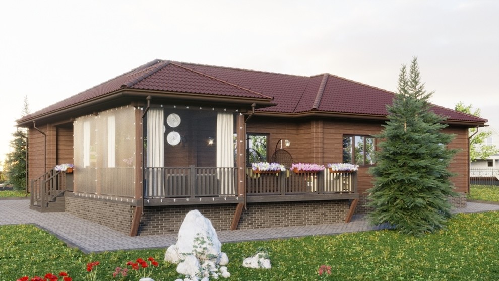 Терраса в загородном доме из бруса