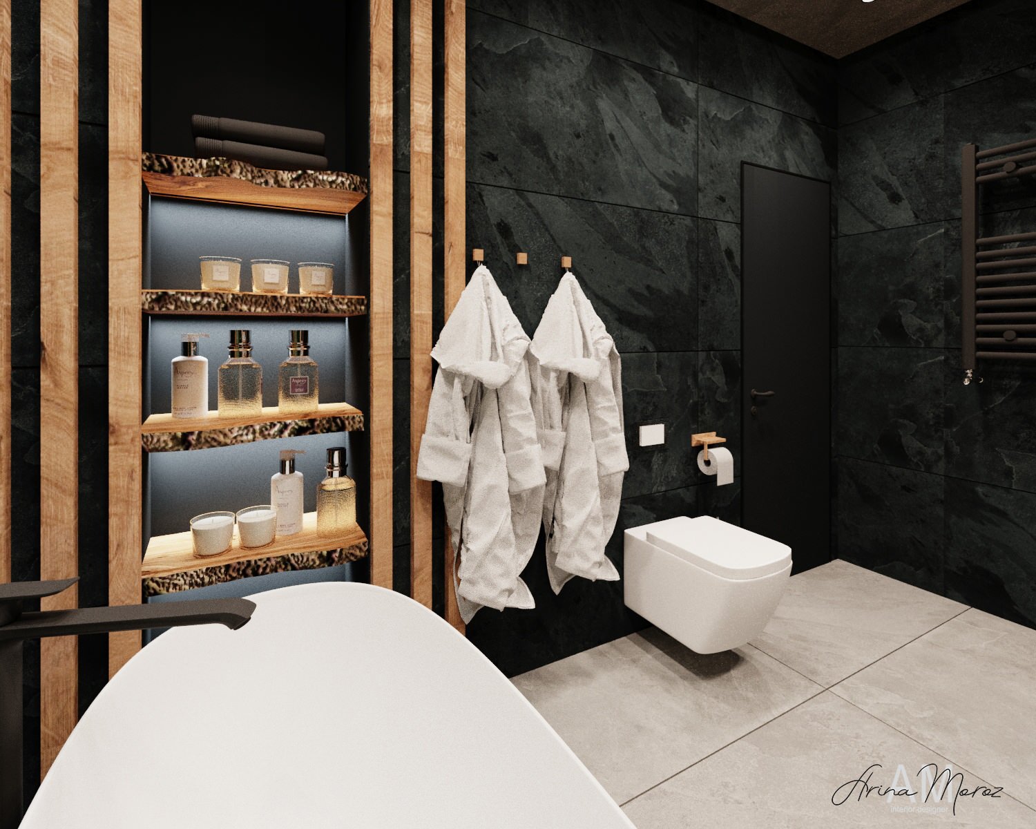 Фреска Frame-2019 в интерьере ванной комнаты