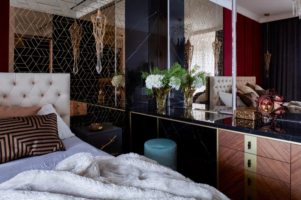 Проект квартиры в темных оттенках 80 кв.м