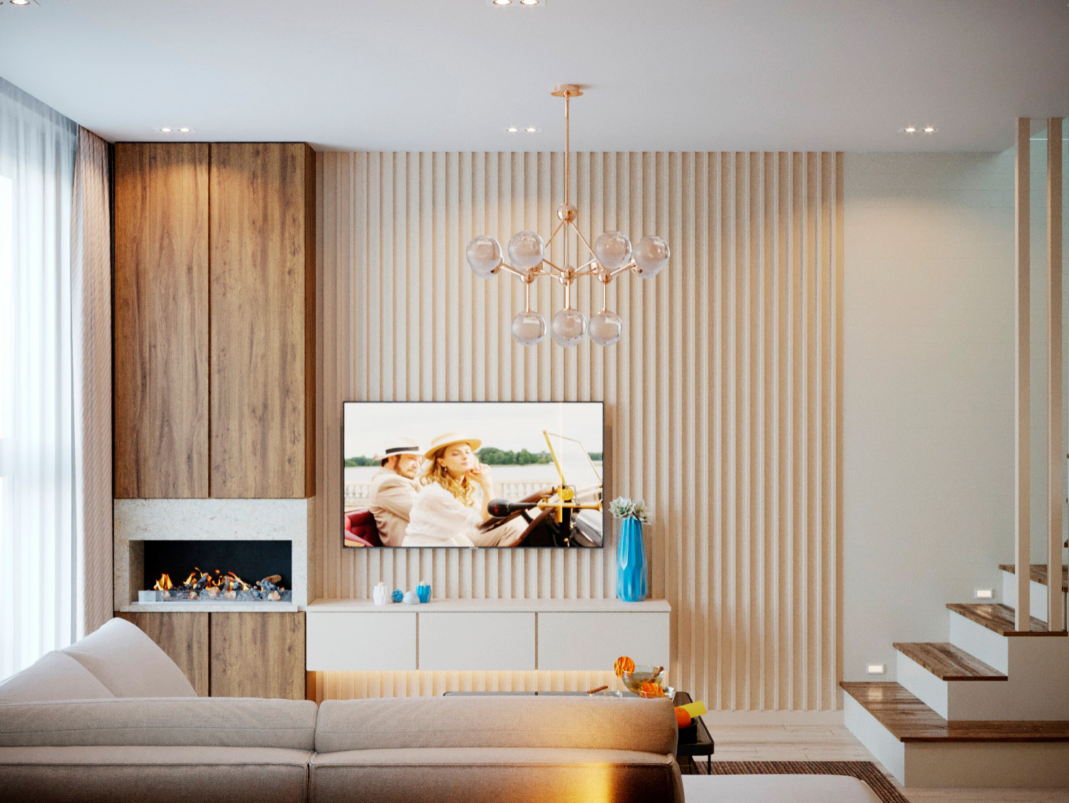 Обложка проекта: 2х Уровневая квартира 90м2 в г. Пионерском Гостиная