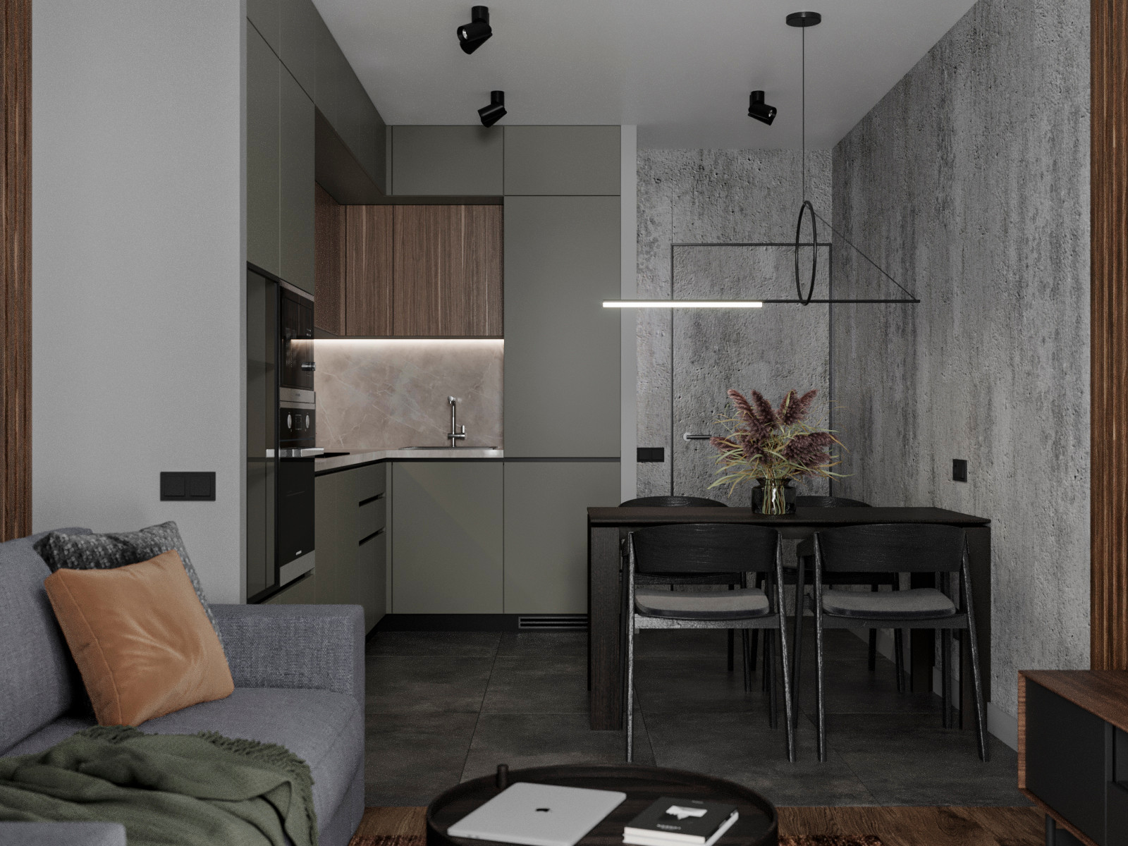 Blackflat. Квартира в ЖК Палаццио, 45 кв.м.