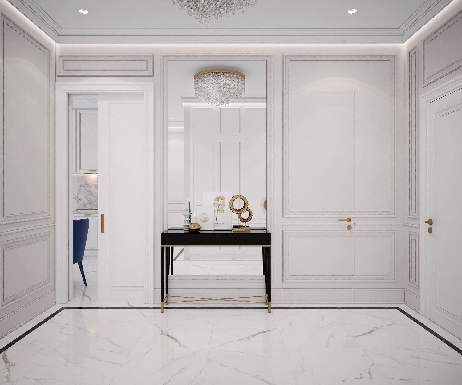 Рабочий проект - Элегантная и строгая современная классика - 80 кв.м.