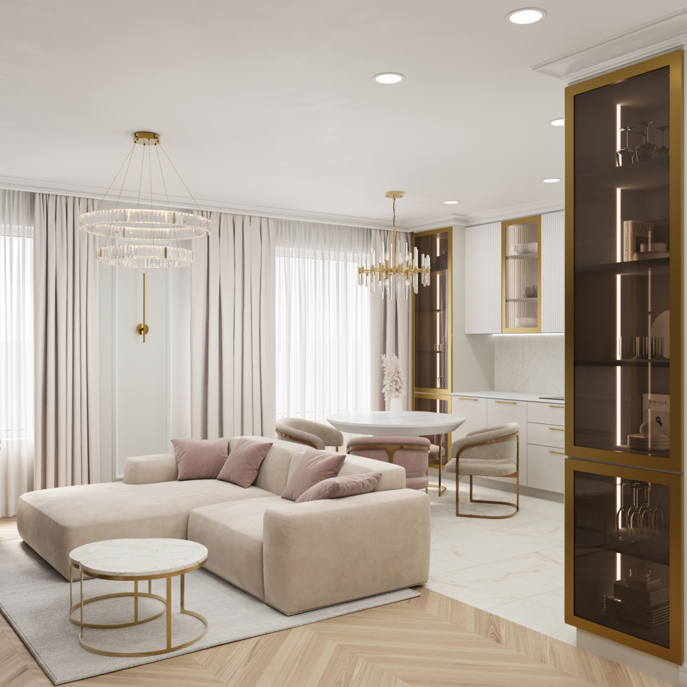 Проект квартиры в 99,2 м2 в неоклассике для молодой пары