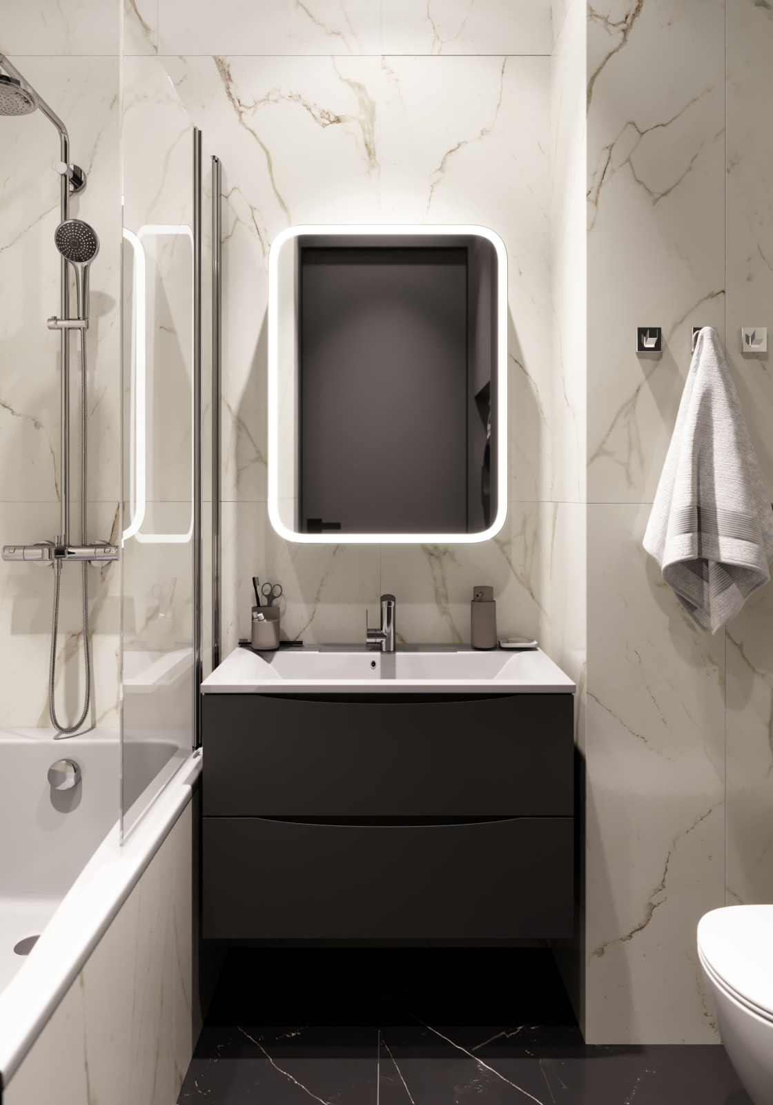 Обложка проекта: Минималистичная квартира с оранжевыми акцентами.