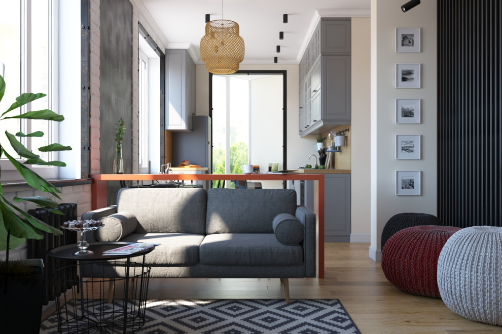 Современная студия с элементами лофта