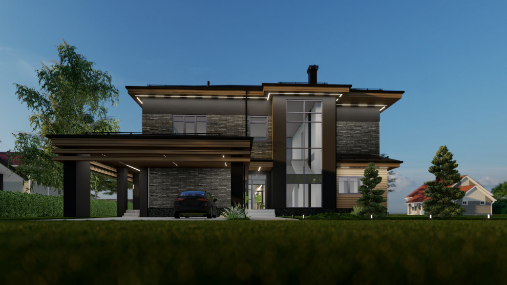 Современный дом с баней и террасой