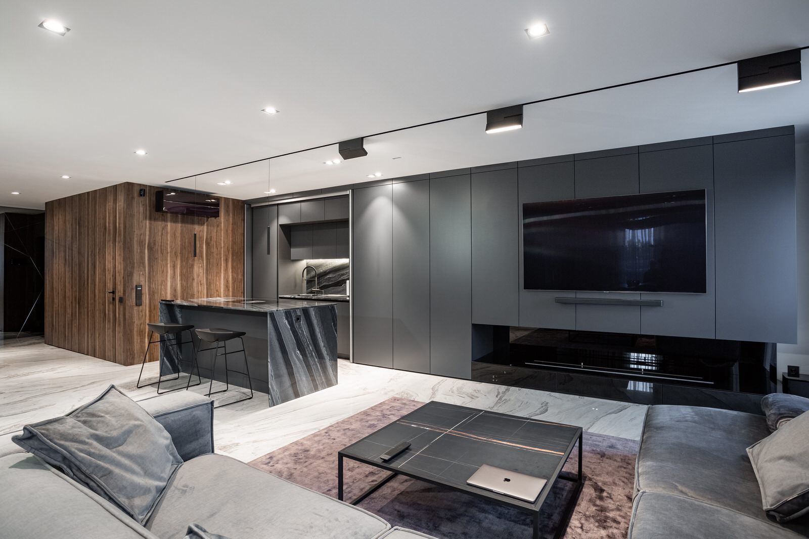 кухня серый камень