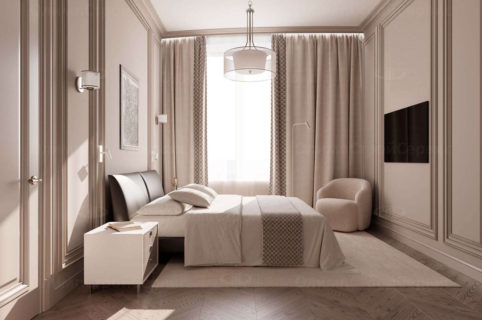 ЖК Врубеля, 4: дизайн интерьера евродвушки 60 кв.м. в стиле «Неоклассика»