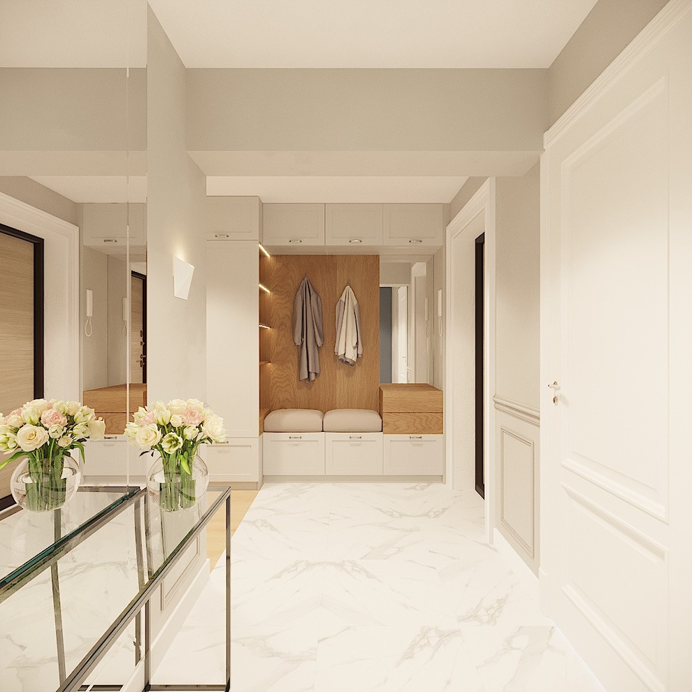 Кухня в современной классике в серых тонах