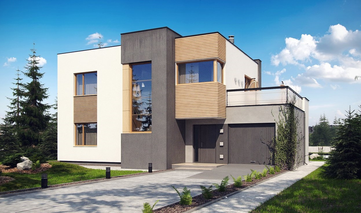 Обложка проекта: Дом с плоской кровлей и террасой