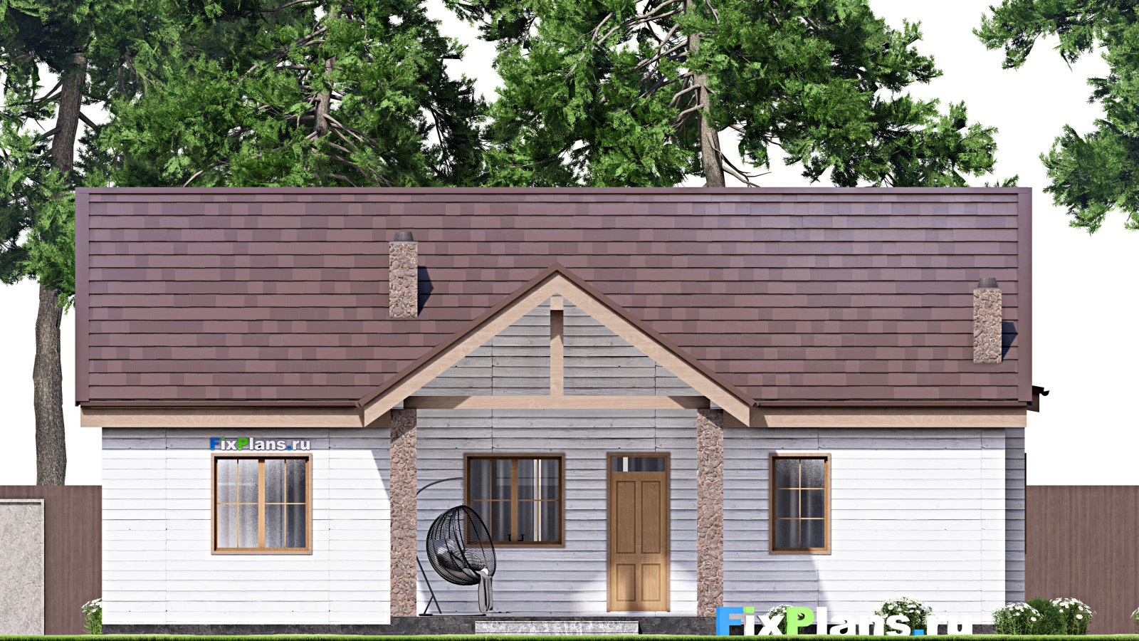 Проект одноэтажного дома 14х14м S118м2 F-16712