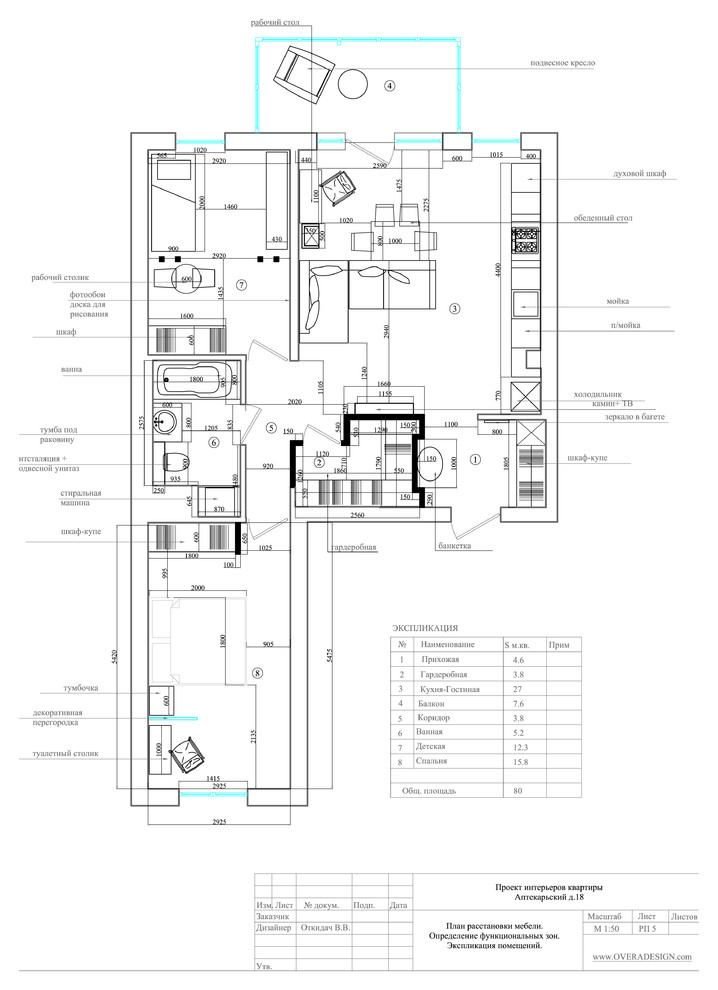 Проект 3х комнатной квартиры в стиле фьюжн