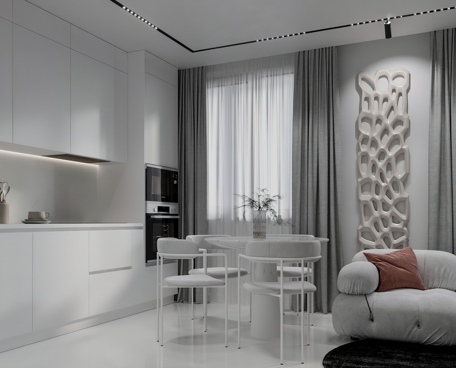 Гостиная в квартире 50 кв.м., Березовая Аллея