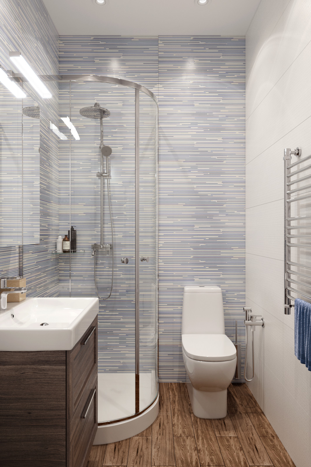 Нежный бело-голубой интерьер