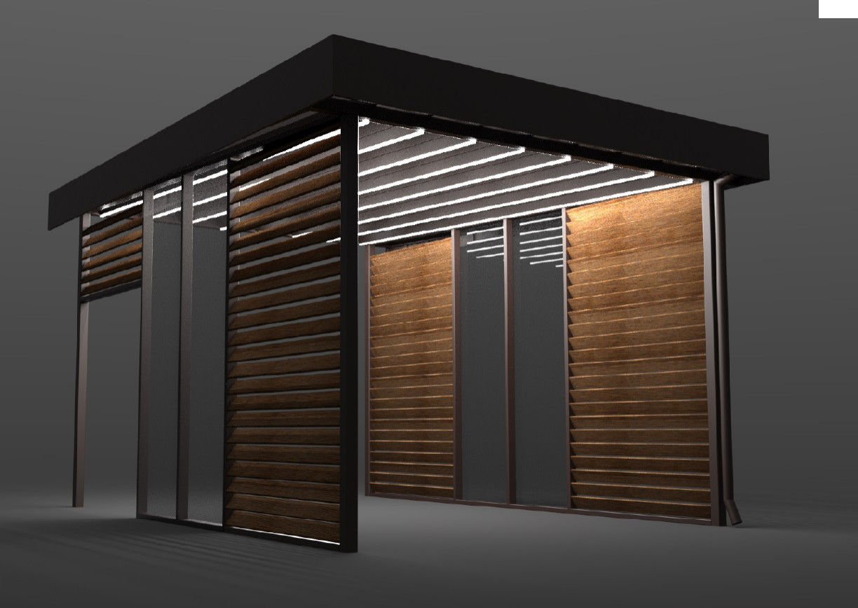 Навес Хайтек над авто с боковой зашивкой д.Вешки