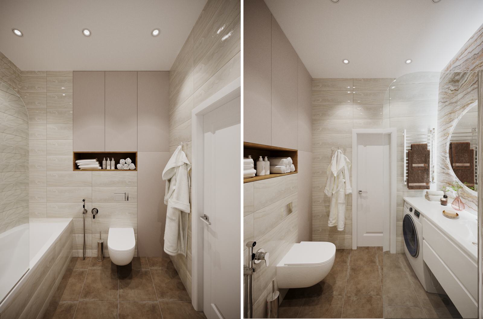 Туалет в бежевых тонах