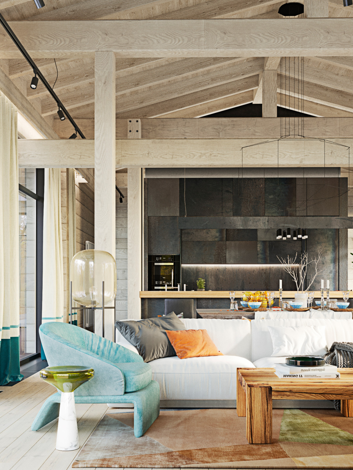 Яркий интерьер дачи на Дубровке