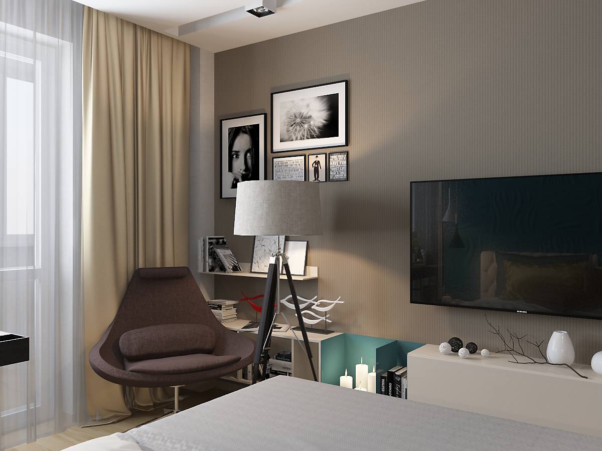 Спальня с бирюзовыми акцентами