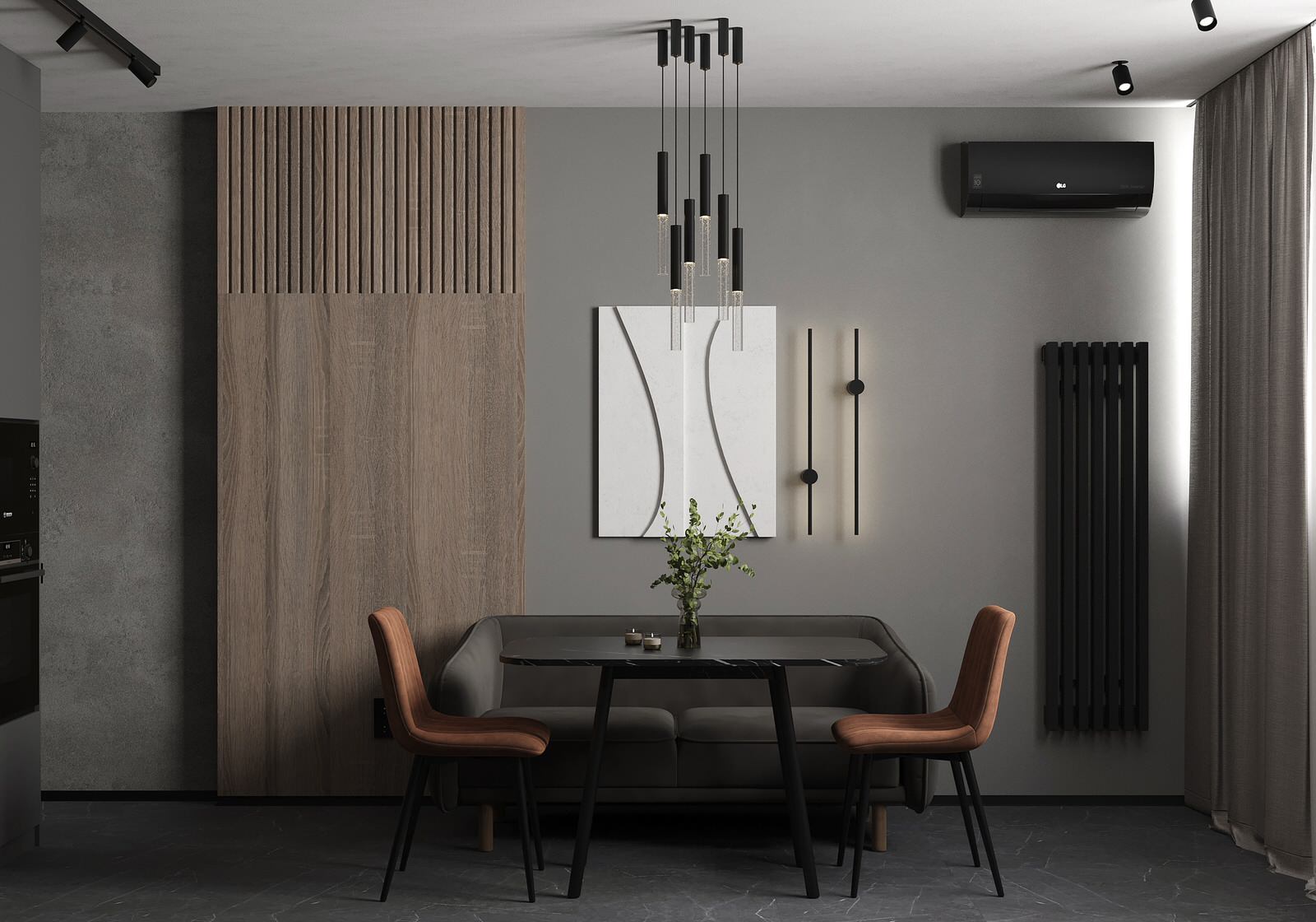 Евродвушка для молодой пары в темных оттенках