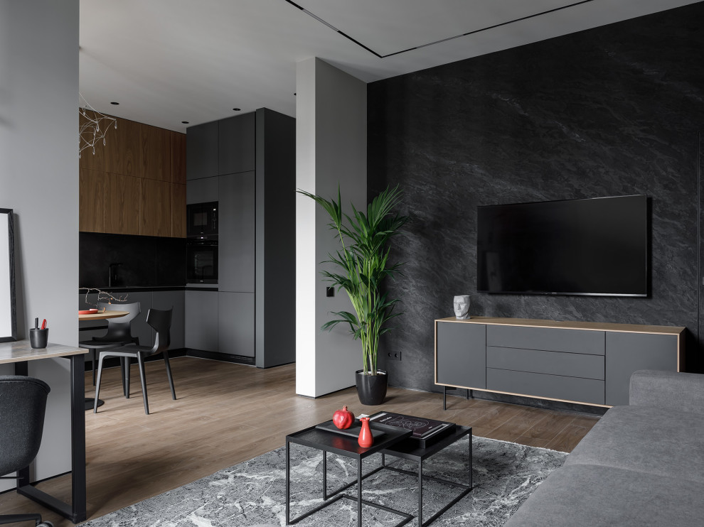 Реализованная квартира под сдачу в темных тонах в ЖК Притяжение