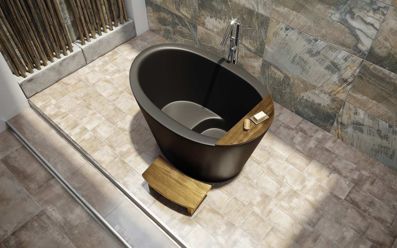 True Ofuro Черная Сидячая Ванна в Японском Стиле от Viva Lusso