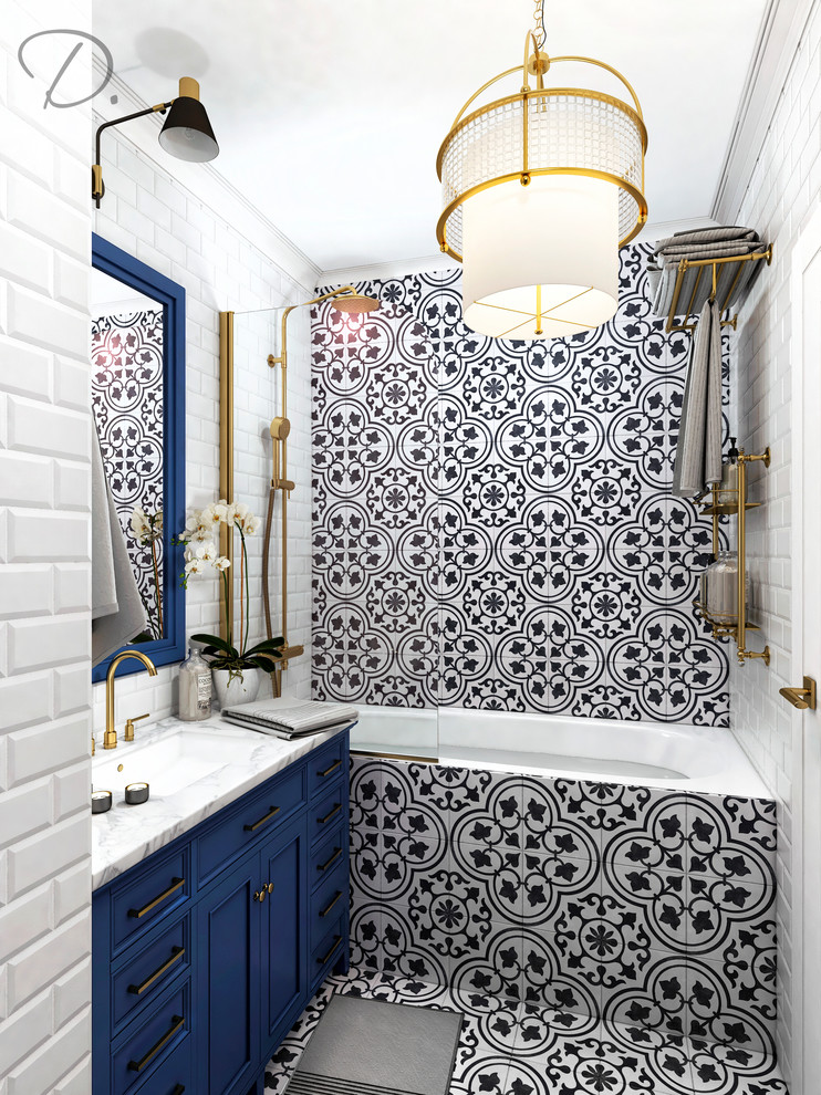 Обложка проекта: Смелый санузел в стиле современной классики и сканди