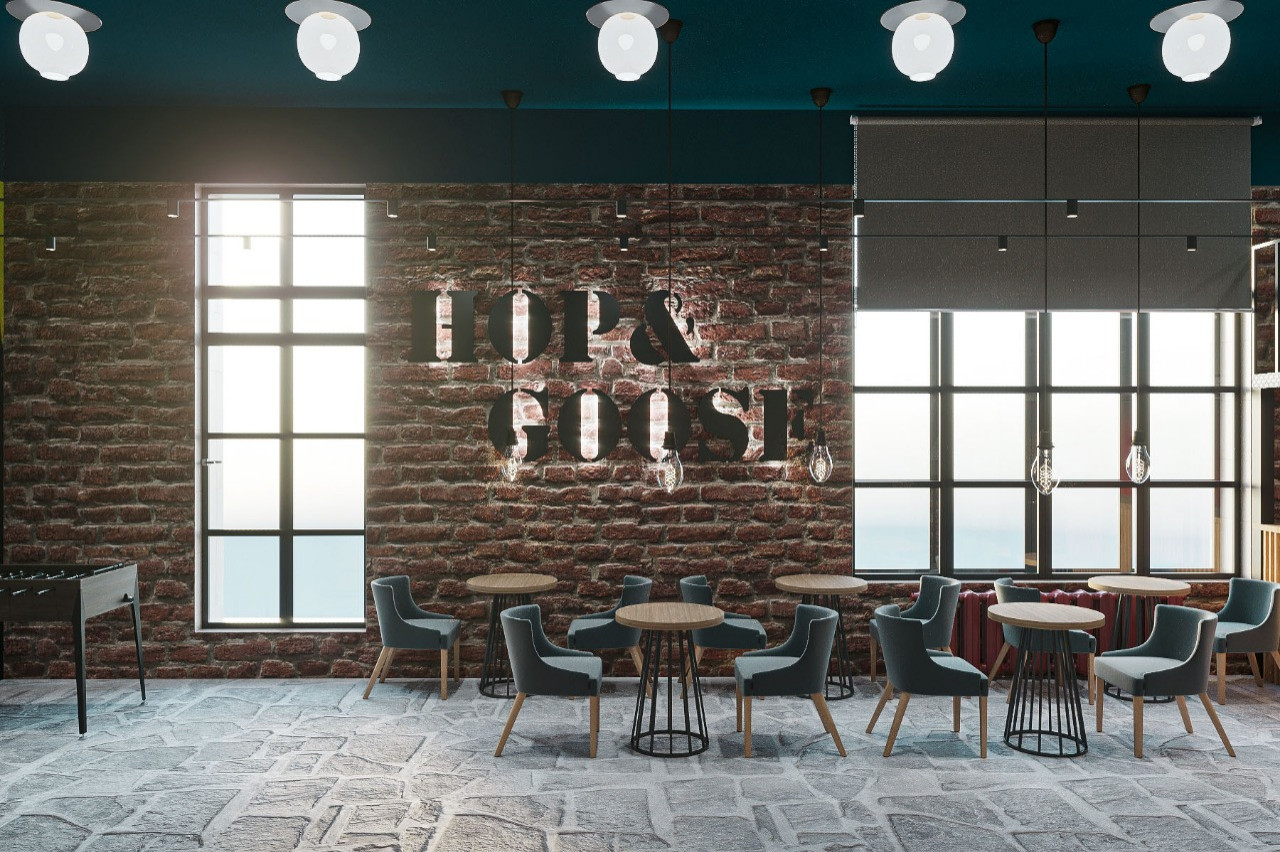 Бар в Вавилов Лофте.