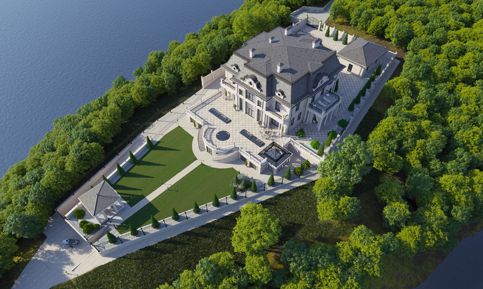 Архитектурный проект жилого дома с бассейном в классическом стиле. 1100кв.м.