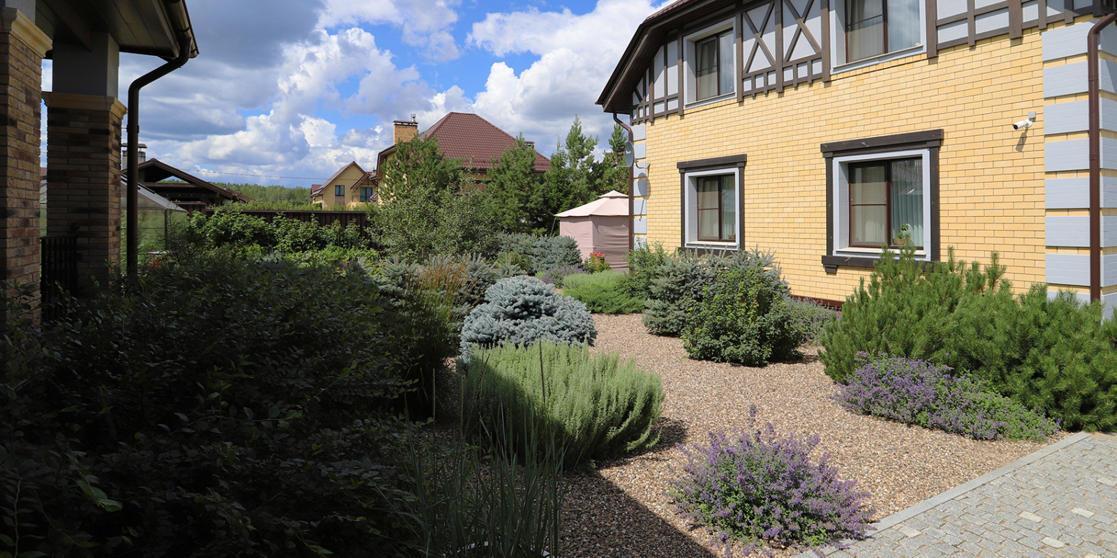 Элимус песчаный в плетеных корзинах и другие сизоватые и серебристые растения