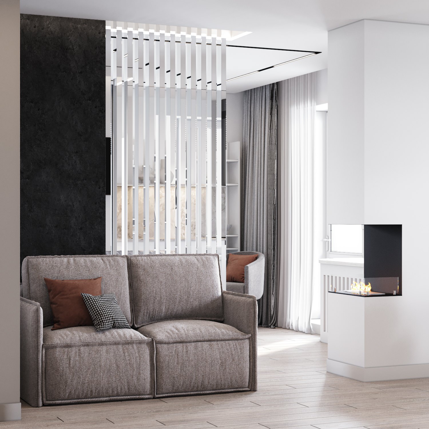 Дизайн  интерьера студии ЖК Аквамарин