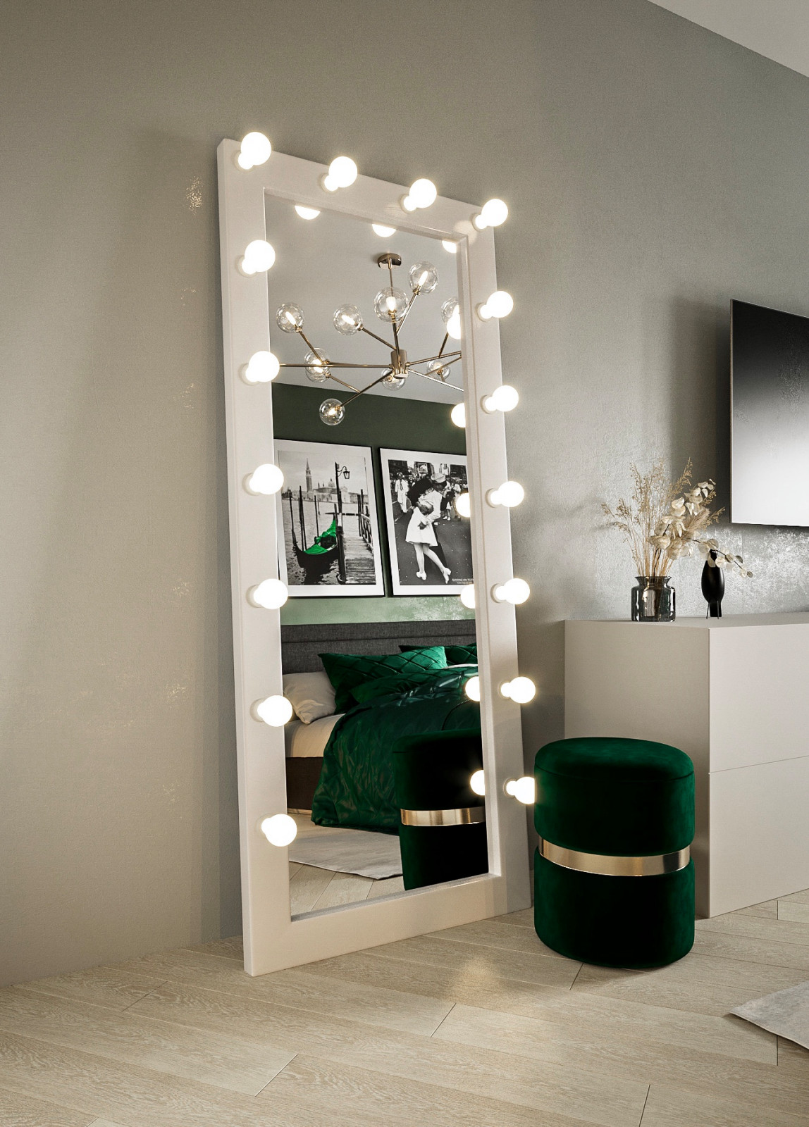 Дизайн-проект спальни в зеленых оттенках, Москва