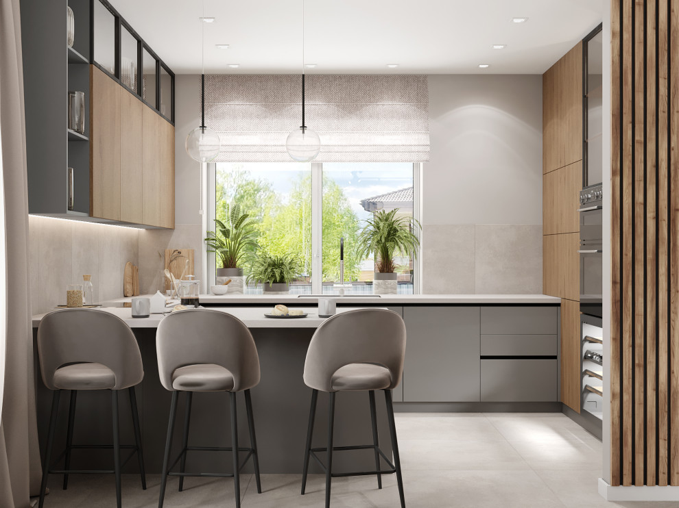 Визуализация кухни-гостиной в современном стиле