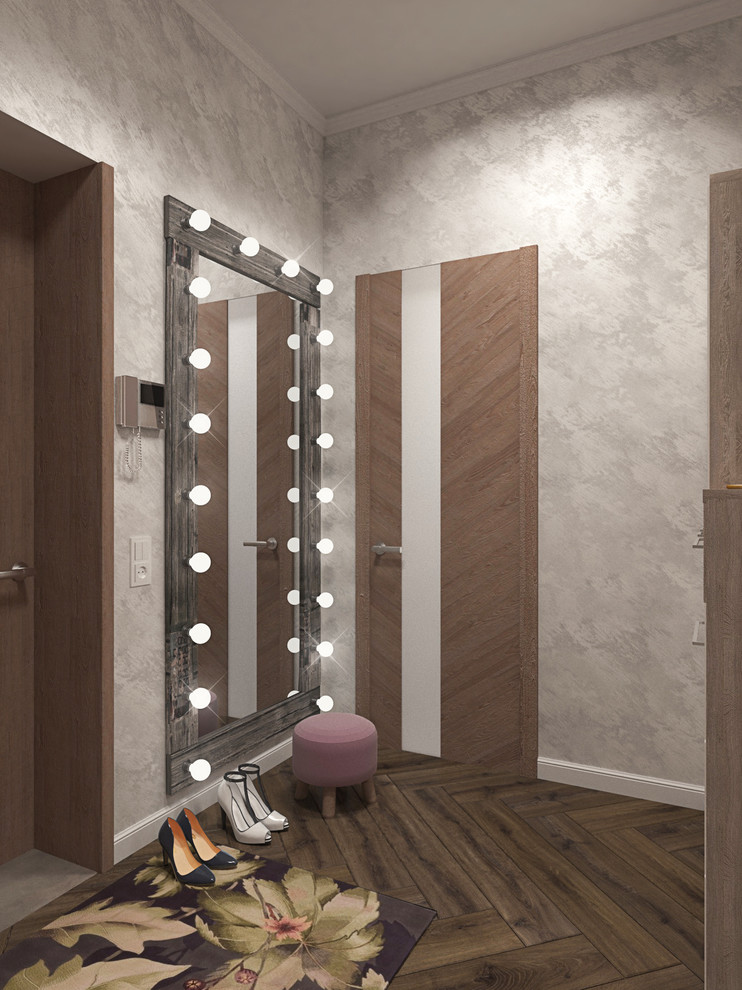 Прихожая с гостиной в однокомнатной квартире