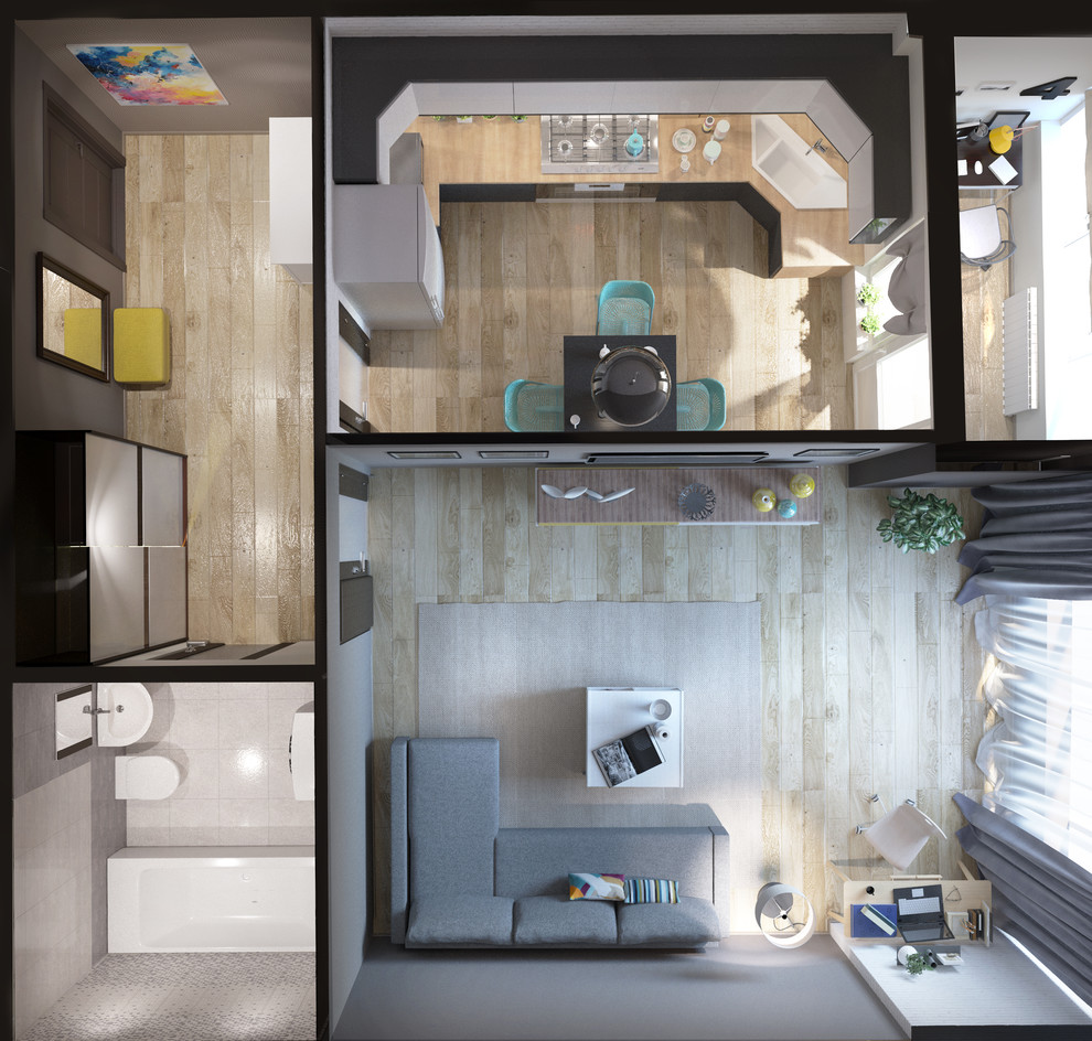 Дизайн для застройщика ЖК Паруса (2 вар-а: студия и свободная планировка)