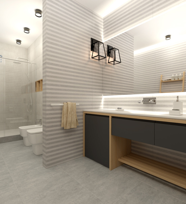 Стильная ванная в светлых тонах