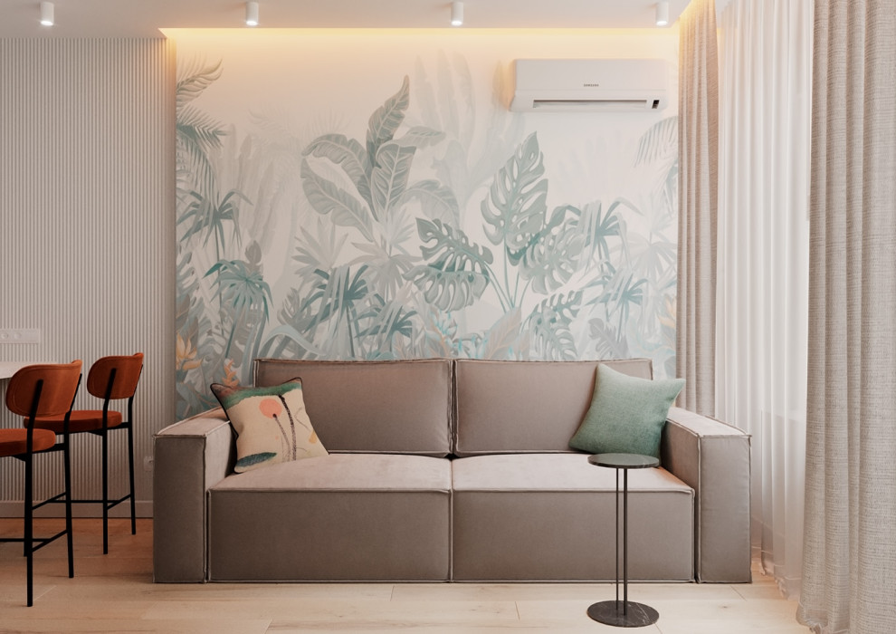 Евро однокомнатная квартира с яркими акцентами в ЖК Атмосфера