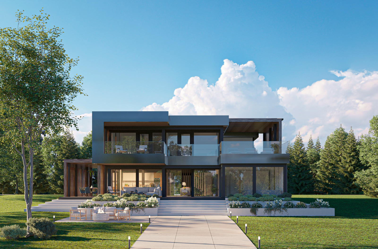 Дом в стиле хайтек по проекту Даймонд-Бей 390м²