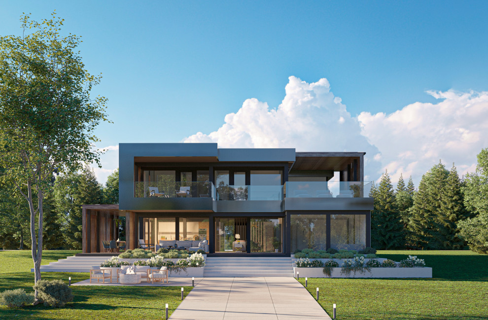 Дом в стиле хайтек по проекту Даймонд-Бей 390м²