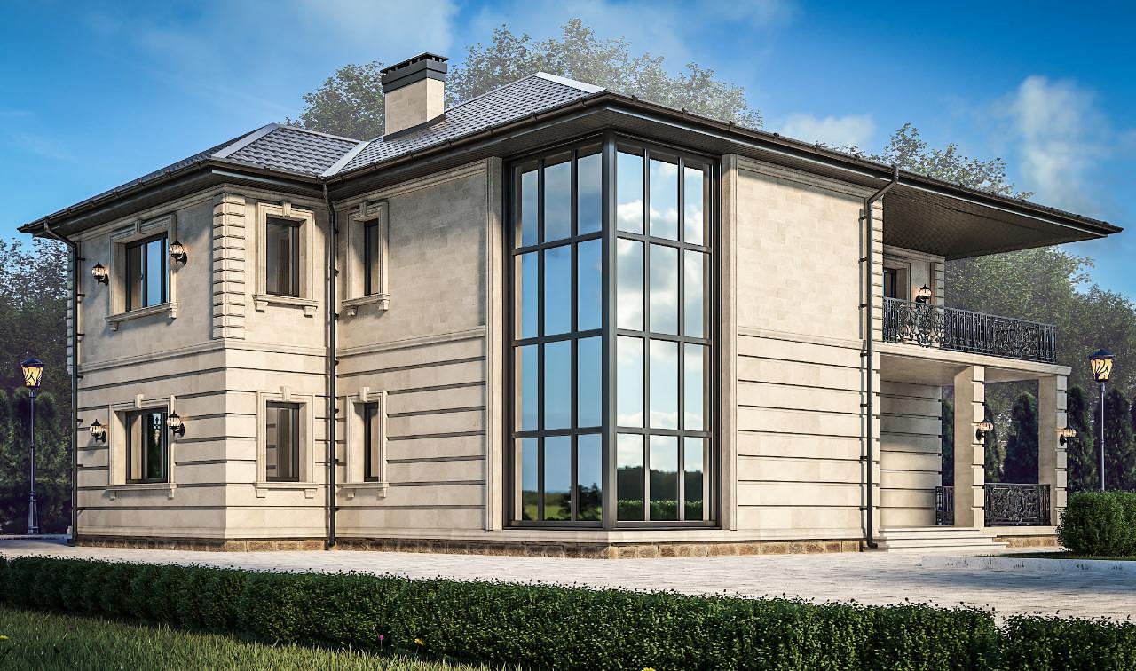 Фасад домовладения облицованный натуральным дагестанским камнем