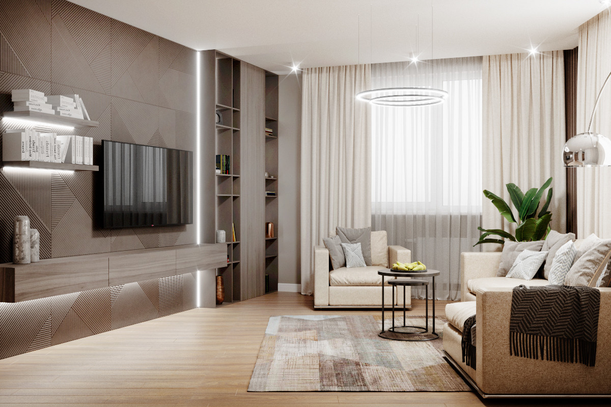 Апартаменты в Москве 90 кв.м. гостиная