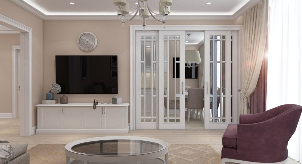 Дизайн интерьера квартиры в светлых тонах в ЖК ''Фили Сити''