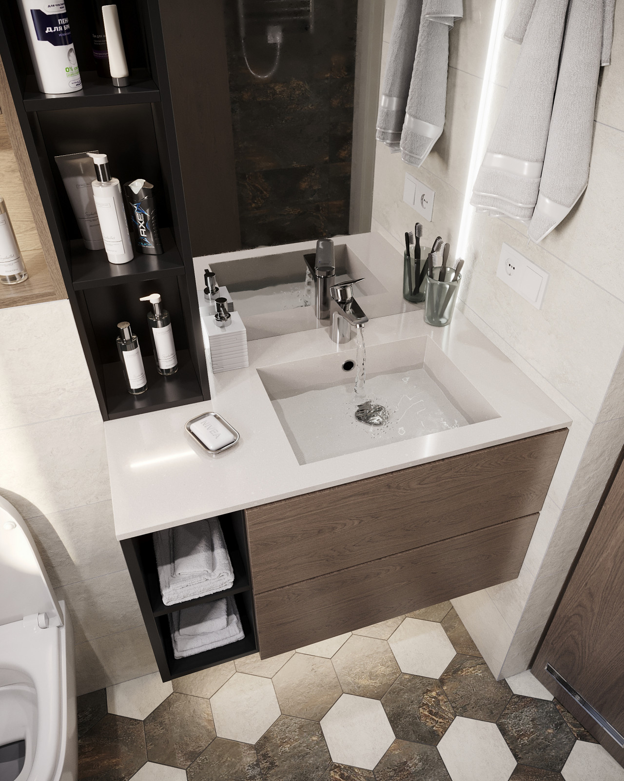 Дизайн и 3д-визуализация санузла в загородном доме