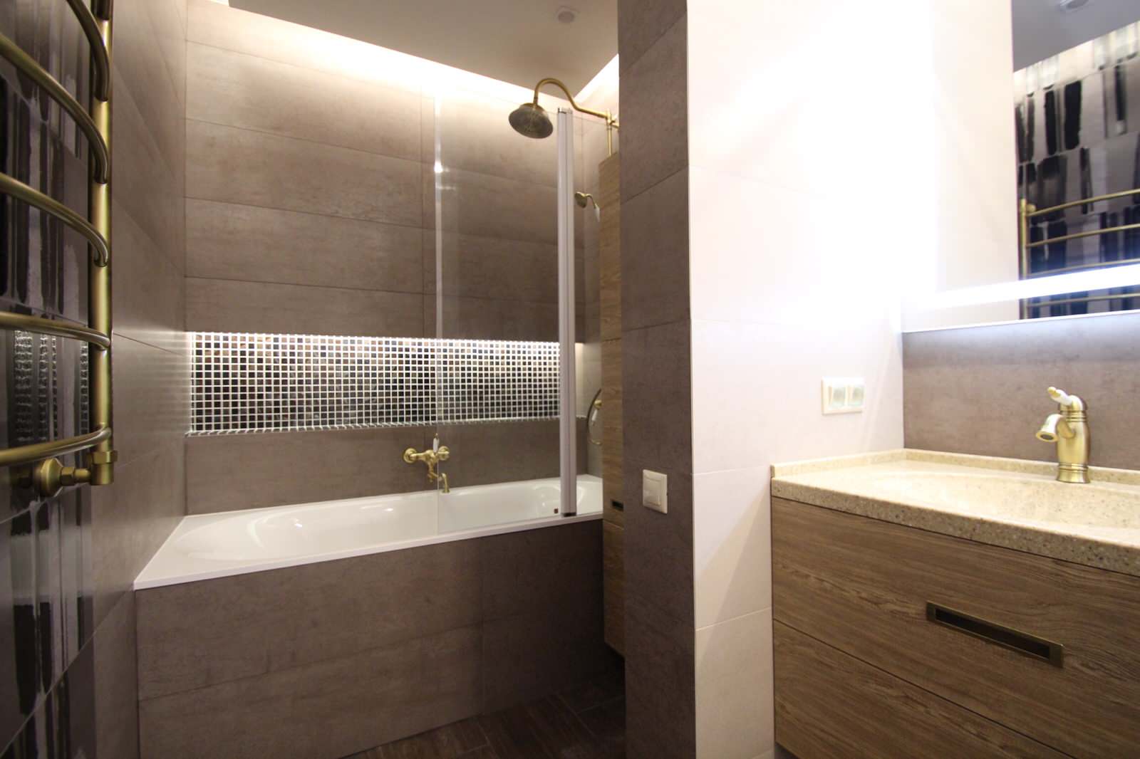 Санузел. Дизайн-проект и готовый результат.