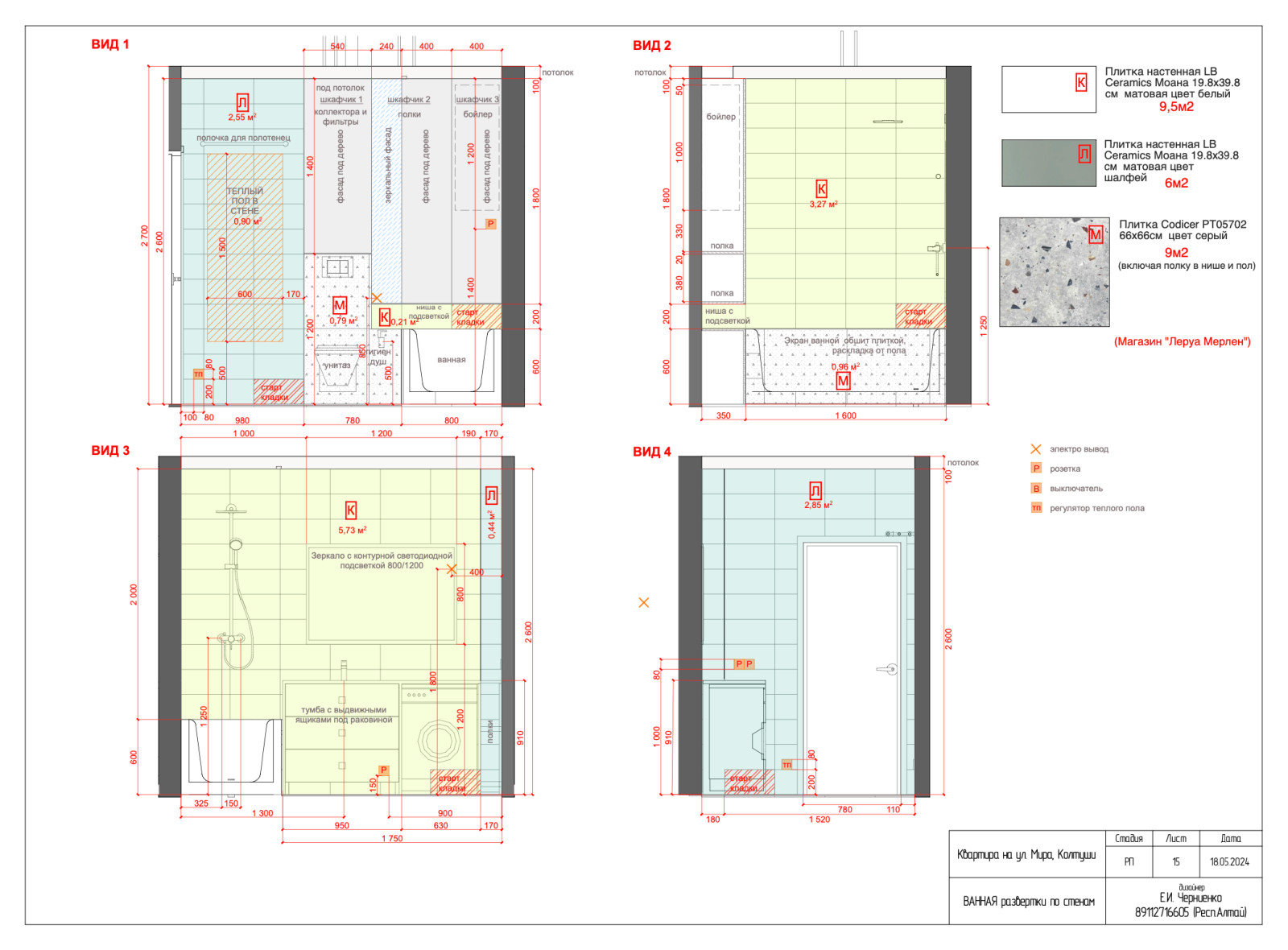 Полный дизайн проект квартиры. Для примера состава проекта