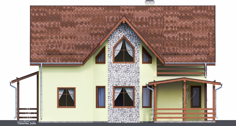 Визуализация индивидуального двухэтажного дома с эркером