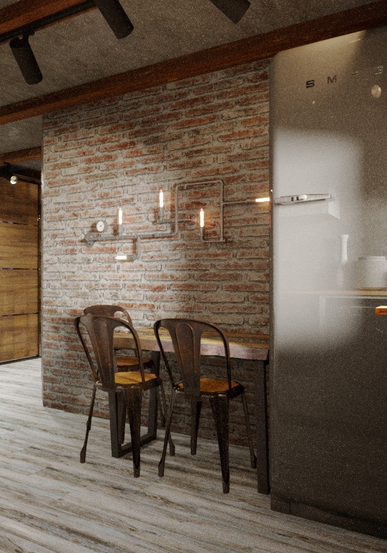 Проект однокомнатной квартиры в стиле лофт