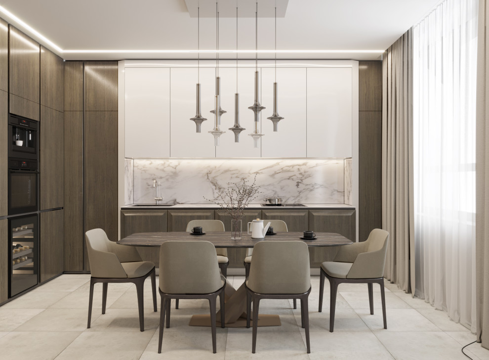 Обложка проекта: Кухня-гостиная в современном стиле. Визуализация.