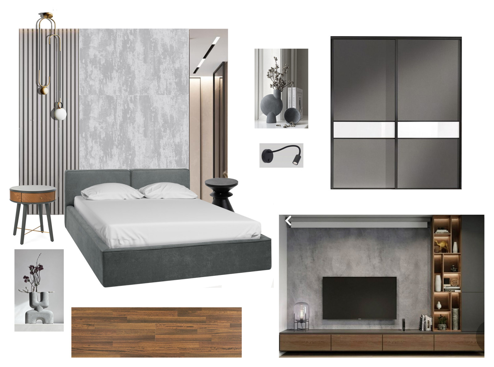 Квартира в современном стиле. Москва, ЖК "Селигер сити", мудборд спальни