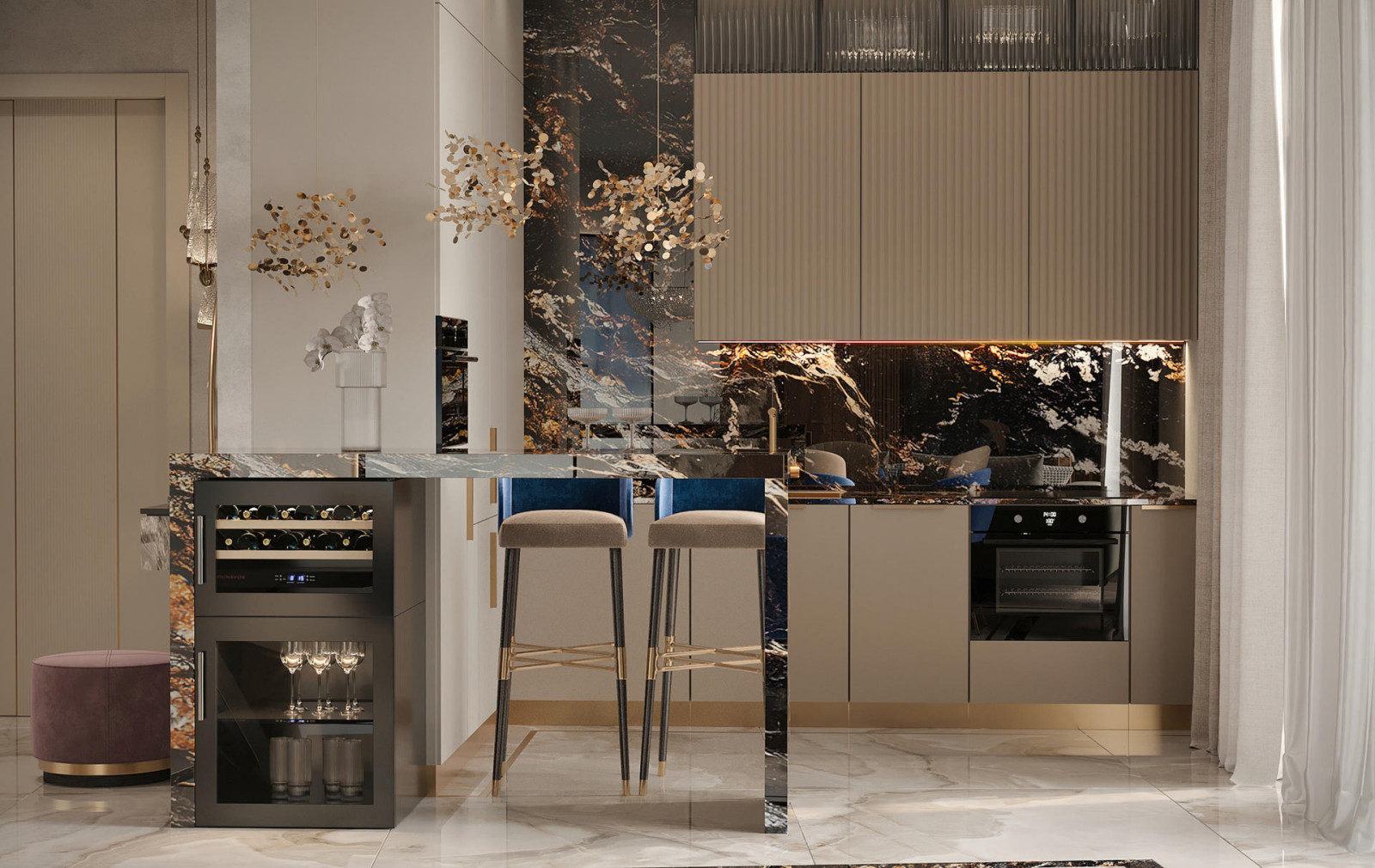 Роскошный дизайн квартиры в стиле современная классика в ЖК "Квартал Лахта парк"