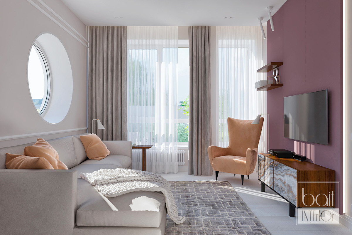 Гостевая комната с круглым окном